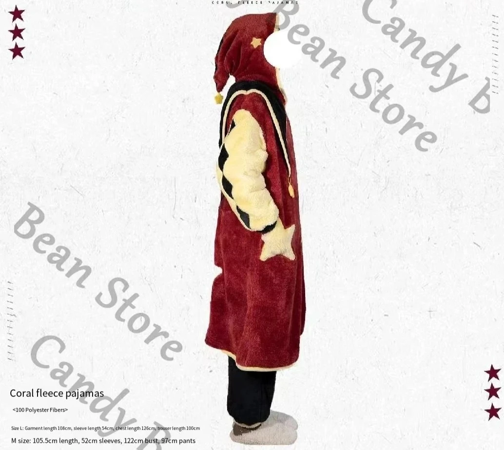 

Anime ‌The Freak Circus Pierrot Cosplay Coral Fleece Hooded Night-robe Nightgown Cartoon Nightclothes Pajamas Costume Gift