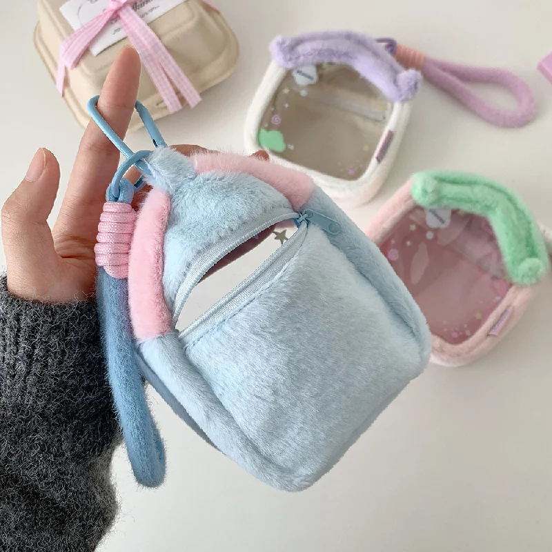 Cartoon Plush Slippery Bag Student Doll Home Storage Bag Anime Doll Display Hanging Bag Girls Gift