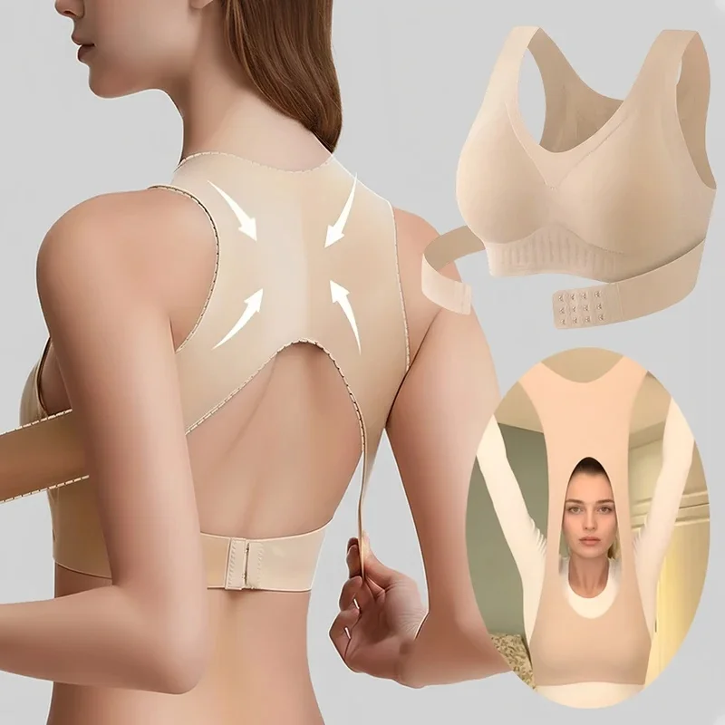 Posture Corrector Bra Back Support Front Closure Underwear for Women Supportive Bras without Underwire