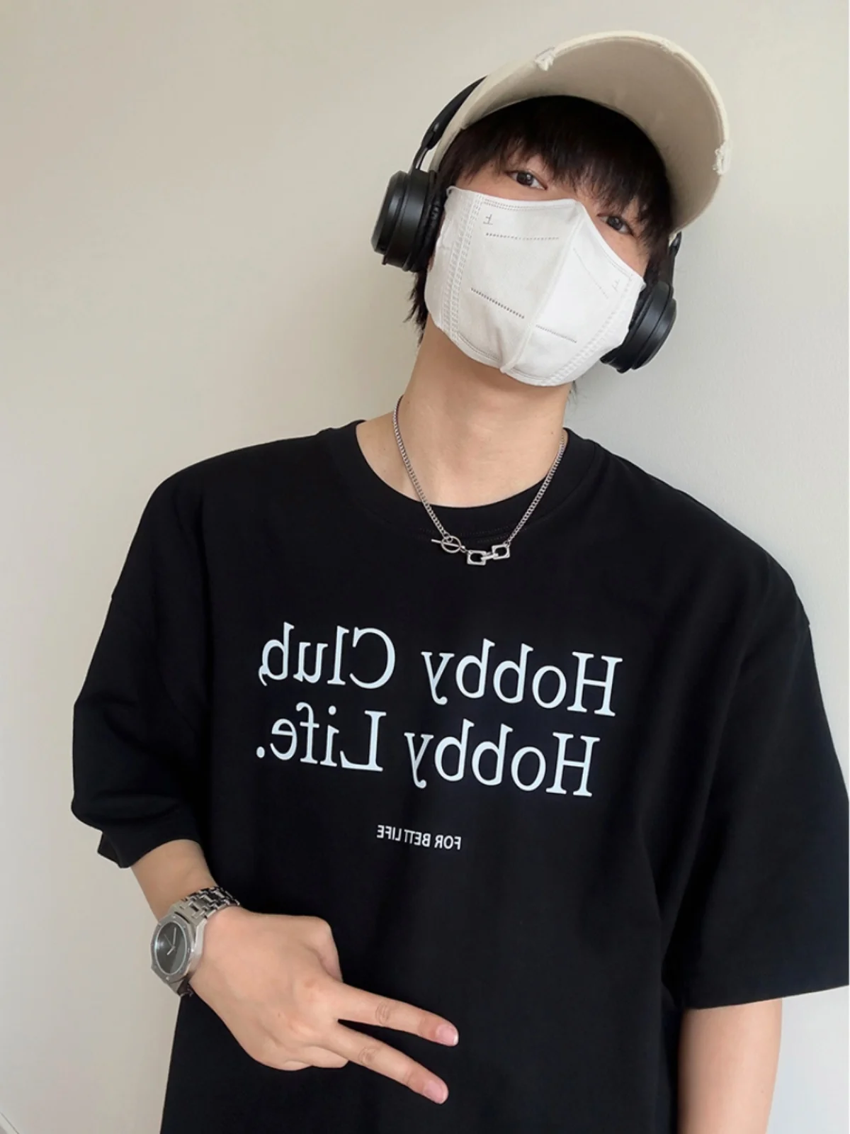 Heavyweight Letter Print ort Sve T-irt for Men Summer American Sle Small Collar Cleanfit Five Sve Loose Fit Cotton