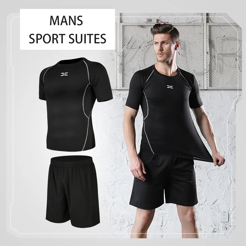

Men's Fitness Suit Gym High-elasticity Breathable Running Sportswear Breathable Two-Piece Set