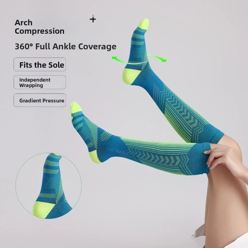 

1 пара дышащих спортивных компрессионных носков до колена, высокая эластичность, длинные носки для фитнеса, легкие в установке