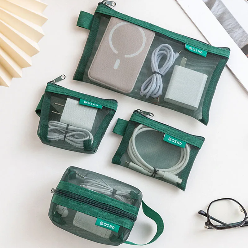 Transparent Mesh Storage Pouch Makeup Toiletry Bag Travel Organizer Cable Coin Card Key Card Holder Earphone Charger Pouch