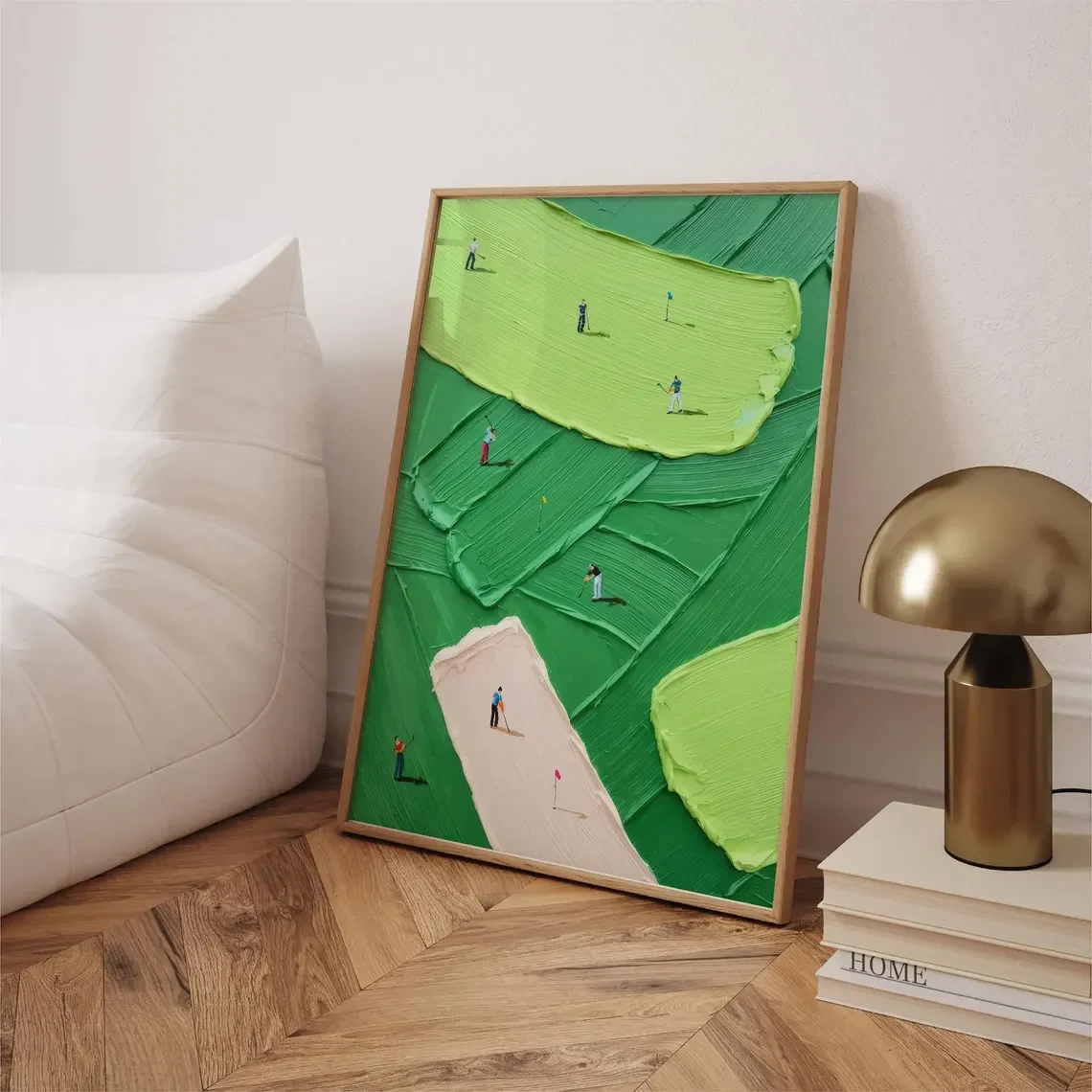 Textured Golf Course Wall Print Decor - Modern Impasto Style Artwork for Golf Lover's Living Room Accent, Home Office Wall Decor