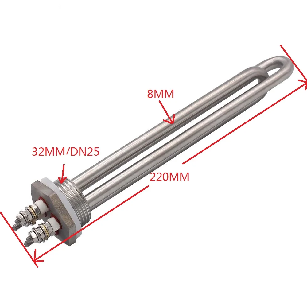 DN25 DC Heating Element Immersion Tubular Electric Water Heater with 1INCH NPT Solar Heater 36V 1200W SUS304