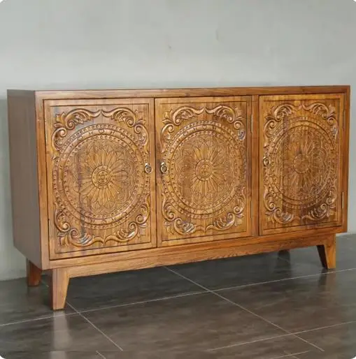 

Американский кантри твердой древесины резьба цветок гостиная шкафчик французский ретро боковой шкаф, дизайнер