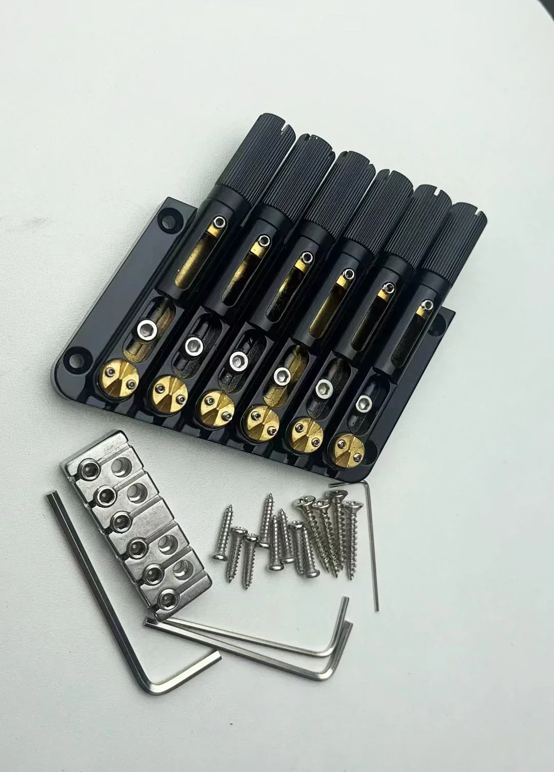 Hot-selling Guitar Accessories 1 Set Black For Headless Guitar Accessories 6 String Saddle Headless Guitar Bridge.