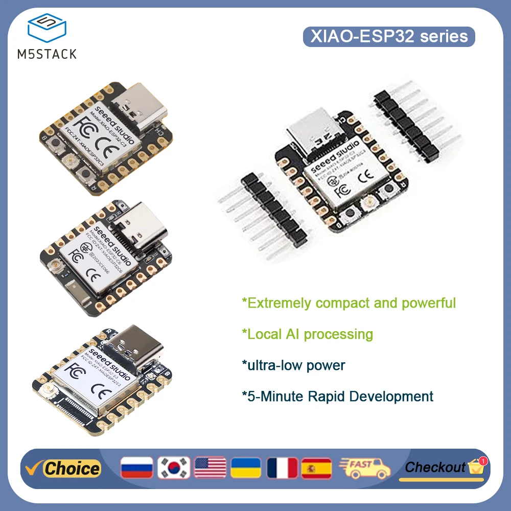 

Seeed XIAO ESP32-C3/S3/C6 Mini Development Board - WiFi 6 and BLE 5.3, IoT Smart Home, Ultra Low Power, Compact