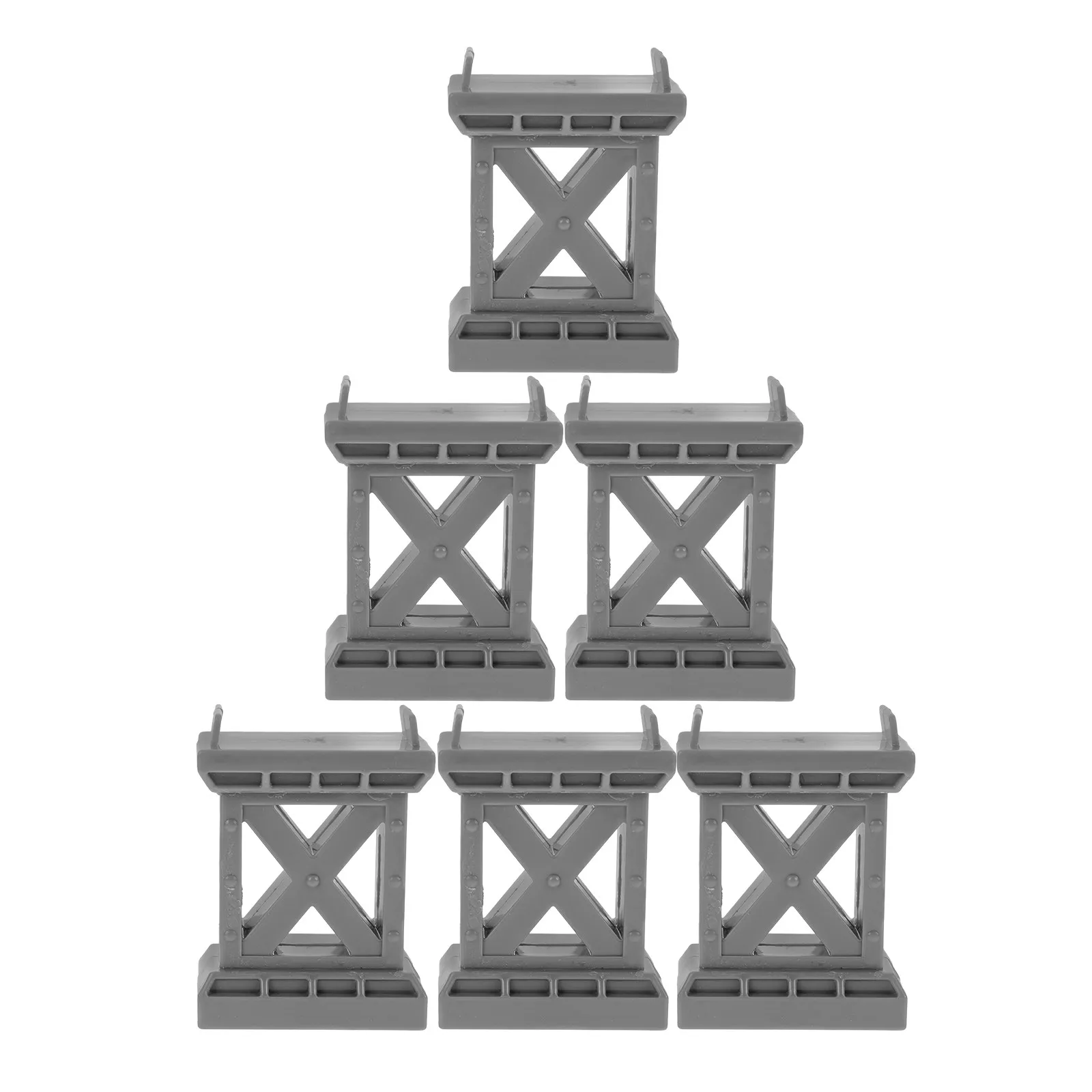 

Набор из 6 деревянных аксессуаров для железнодорожных путей: опоры для мостов, подставки для приподнятых путей, для детских игровых конструкций, прочные, совместимые с пластиком