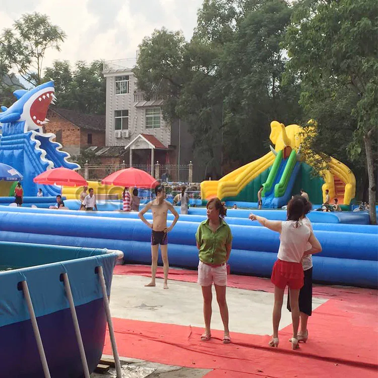 Amusement Game Zone Inflatable Water Park With Pool