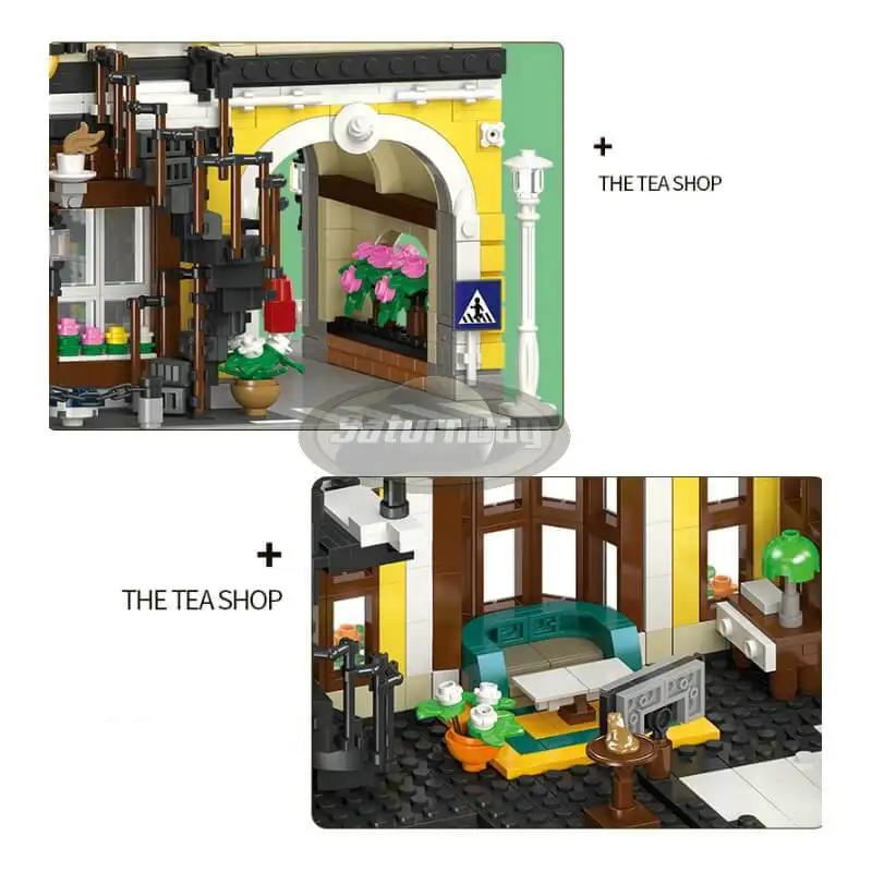 Teahouse Building Blocks modello MOC 89124 Bricks Tea Shop Modular Street View Scene Set città Creative Toy Set regalo per bambini