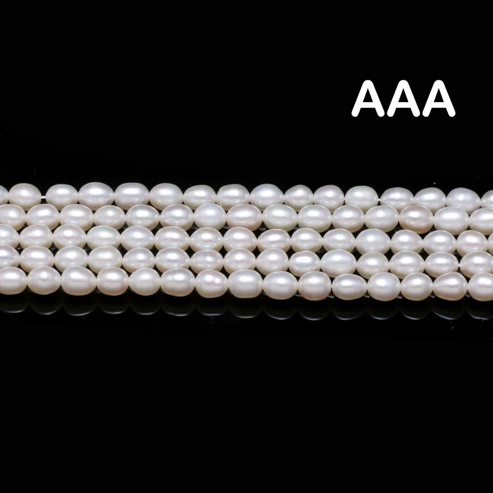 A AA AAA 4-5mm White Rice Shape Natural Freshwater Pearl Loose Spacer Beads For DIY Jewelry Making Necklace Bracelet Accessories
