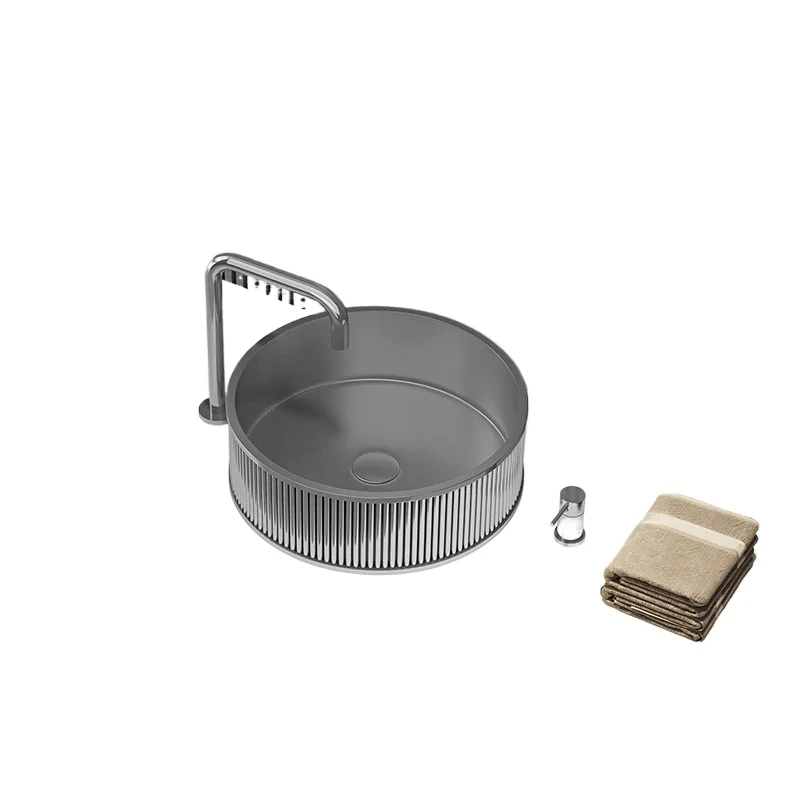 

New round stainless steel countertop basin hand washing bar hotel restaurant art basin