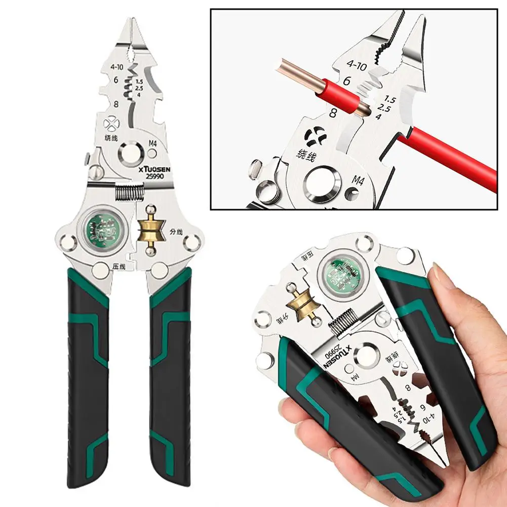 طوي كهربائي تجريد كماشة القاطع قطع وكماشة كهربائي تجريد في العقص 1 سلك 4 كماشة أدوات O1V2