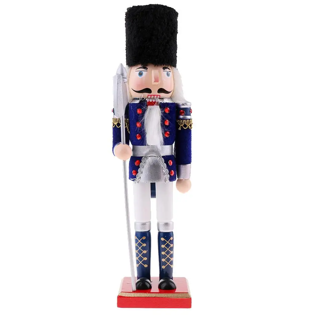 Vintage 30cm Wood Costume Nutcracker Soldier Figures Figurine Home Desktop