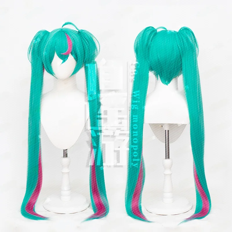 リアルな人毛トップダブルテールコスプレウィッグ、タイガーマウスクリップ付き、xiangyaoyouによるボーカロイドアニメコスチュームアクセサリー用