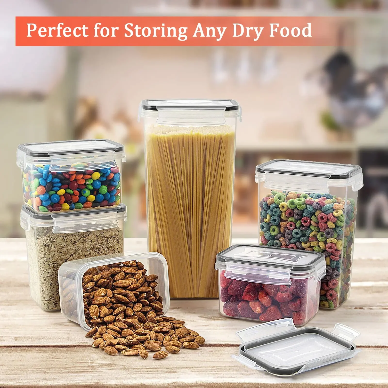 5Pcs Set Food Storage Containers Kitchen Organizer and Storage Container with Lids Storage Boxed Kitchen Tank Sealed Cans