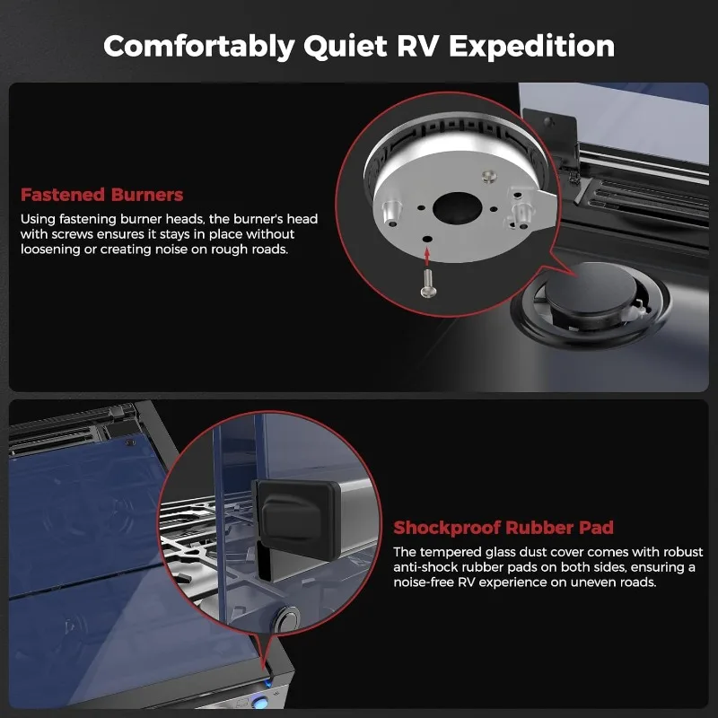 CAMPLUX Classic RV Propane Range 17 Inches, Propane Range Oven with 3 Burners Cooktop for RV, RV Propane Stove Oven Combo