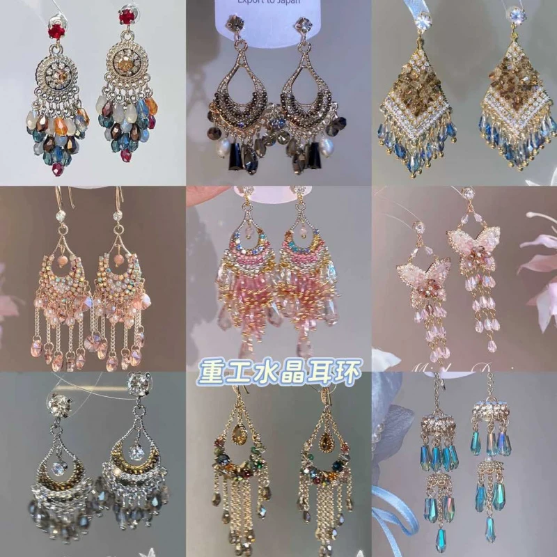 New European American Crystal Tassel Earring Women Elegant S