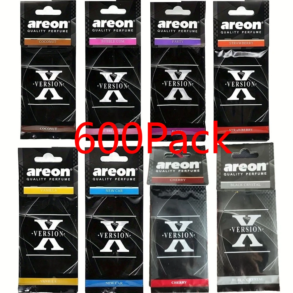 600Pcs Mixed Scent Hanging Car Air Freshener, New Car Strawberry Party Bubblegum Coconut Vanilla Black Cherry Scent Sheets