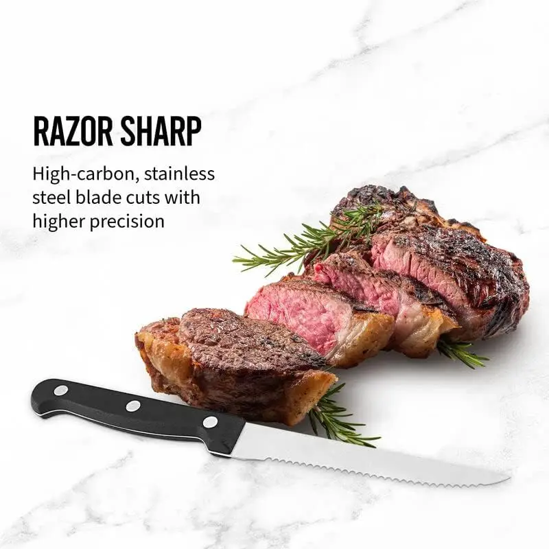 1 ~ 16 قطعة سكين لحوم الفولاذ المقاوم للصدأ حاد مسنن عشاء السكاكين السكاكين شواء مطعم أدوات المائدة قطع اللحوم الخبز الفاكهة سكاكين لحم