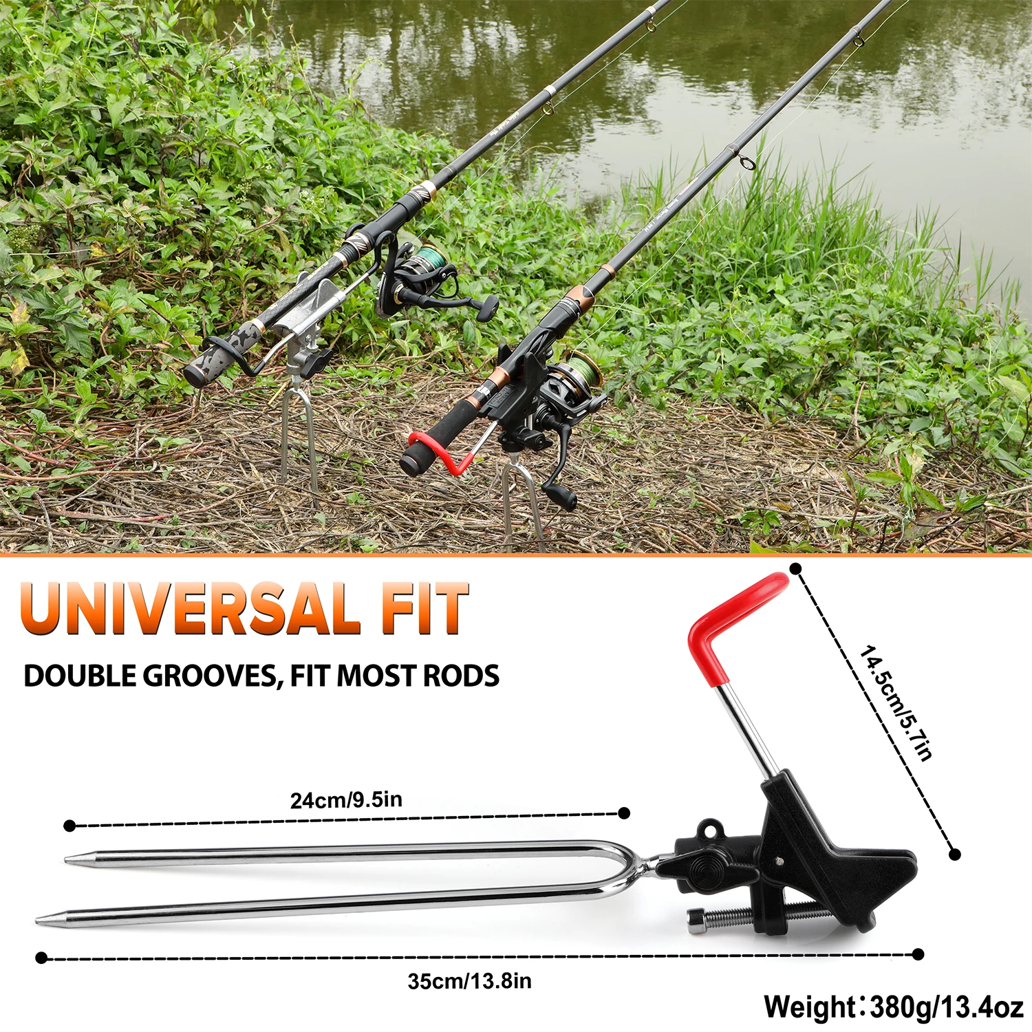 PLUSINNO Bank Fishing Rod Holder Support  Frame Freshwater Bank Fishing Bracket for Ground Beach