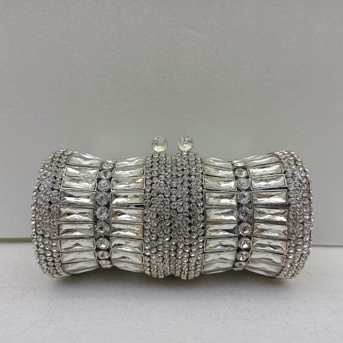

XIYUAN серебряный цилиндр со стразами, клатч с блестящими кристаллами, вечерний кошелек, женская роскошная свадебная сумочка для свадебной коктейльной вечеринки