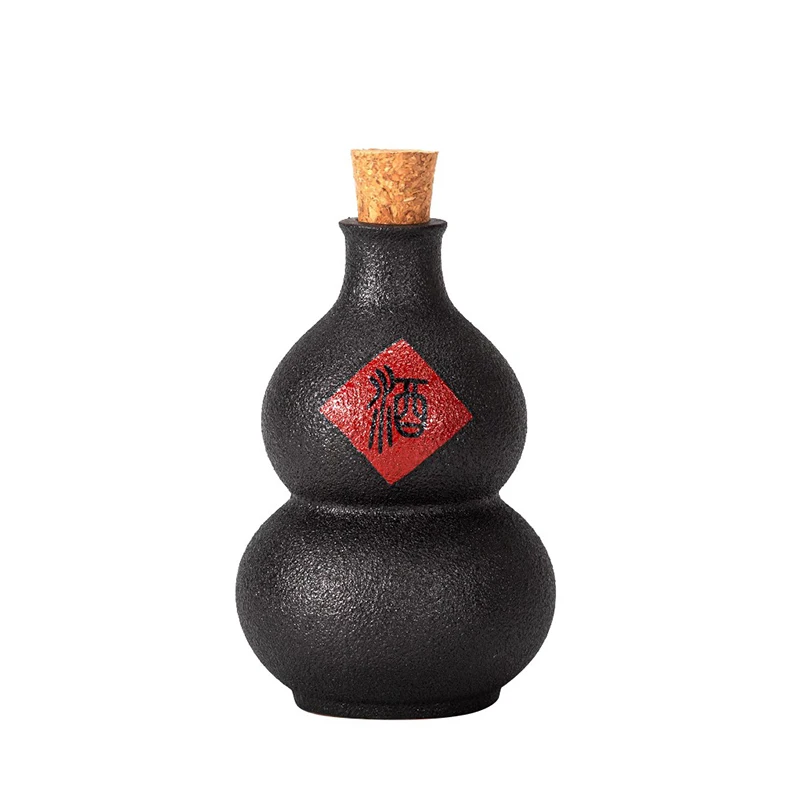 Wine Pot Vintage Stoneware Household Retro New ChineseStyle Bottles Earthen Jar Archaized Cup Black Red Portable Decorations 1Pc