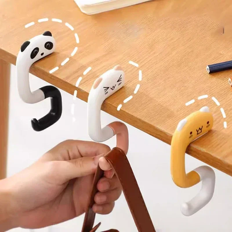 

Portable Office Home Folding Desk Side Strong Load-bearing Handbag Hanger Hooks Desk Organizers Cartoon Bag Hooks Kawaii