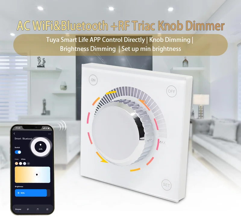 100-240V Triac WiFi & 2.4G RF & Tuya Zigbee Smart Knob Dimmer For Traditional Incandescent Halogen Lamps Triac Dimmable Lights view 5