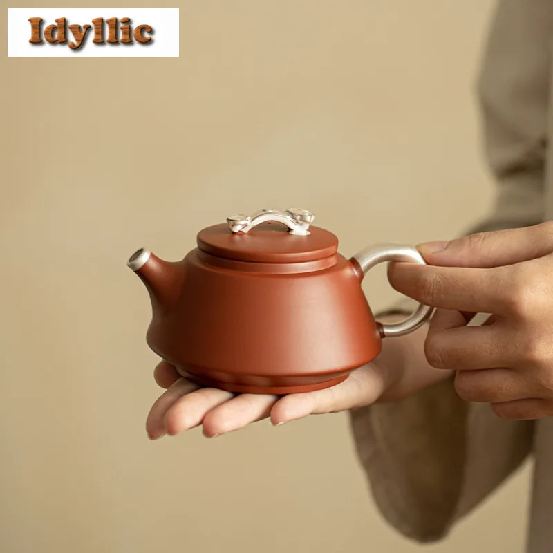 

200ml Zhu Mud Purple Clay Teapot Handmade Tea Infuser Pot Tea Maker Kettle With Ball Hole Chinese Tea Set Collection Ornaments