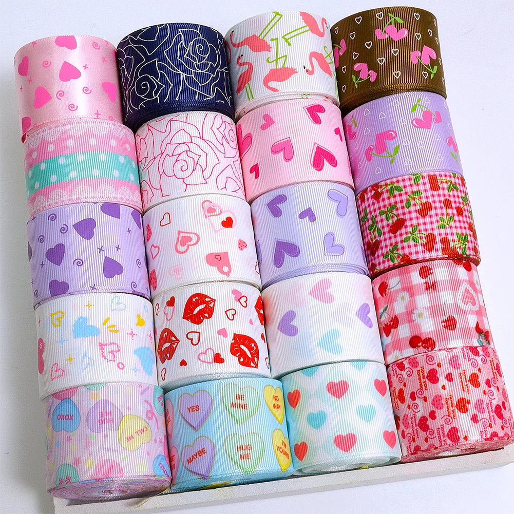 Mezclado de 5/10 estilos, 38mm, 1,5 ", cinta de diseño del Día de San Valentín, 1 yarda de cada estilo, descuento de cinta, conjunto aleatorio, caja misteriosa