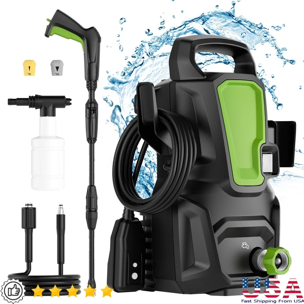 

Electric Pressure Washer 2000PSI 1.7GPM Portable Power Washer with 20FT Hose 2 Nozzles GFCI Plug TSS System Home Cleaning