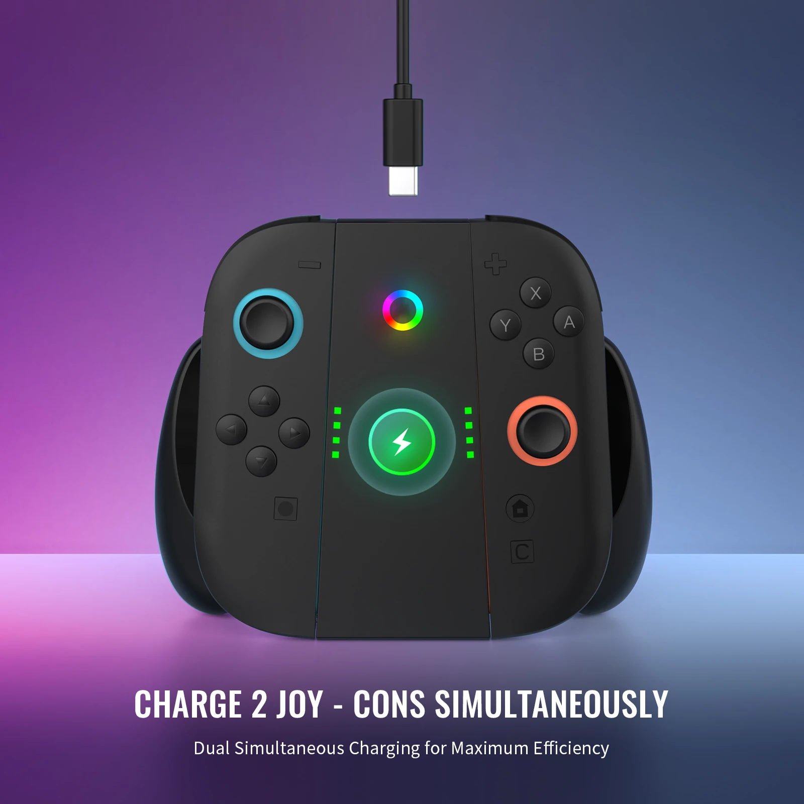 Base de Carga para Joy-Con de Switch 2, Accesorios para Switch 2, Controles Joy-Con, Agarraderas de Carga Cómodas con Indicador LED