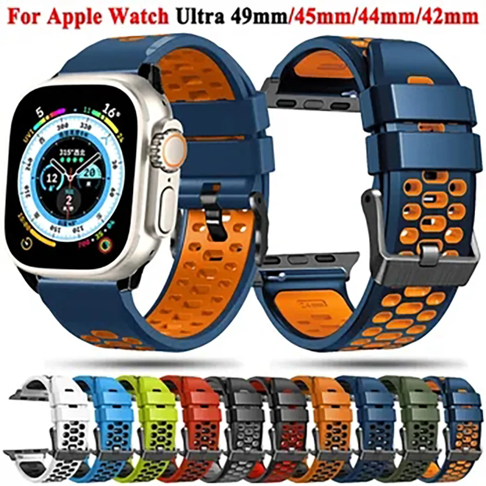 Smartwatch-Armbänder für Apple Watch Ultra 49/46/45/44/42mm Silikon-Uhrenarmband für iWatch SE/11/10/9/8/7/6/5/4/3/2/1