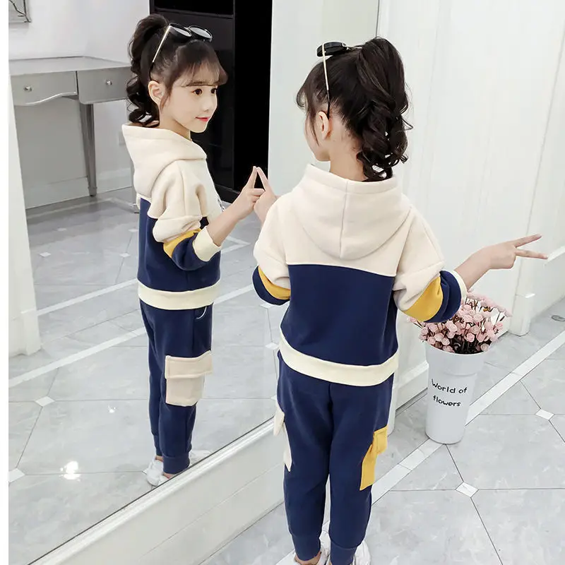 Girls Clothing Set Hooded Top+Pants 2 Pcs Spring Autumn Children's Set Teen Girls Clothes Sport Suit Outfits 4 6 7 8 10 12 Years