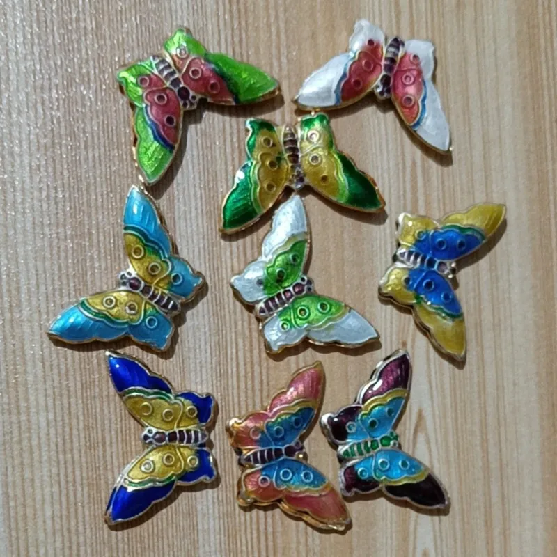 10pcs Cute Colorful Cloisonne Enamel Butterfly Beads Traditional Handcraft Ethnic Accessories DIY Jewelry Making Material