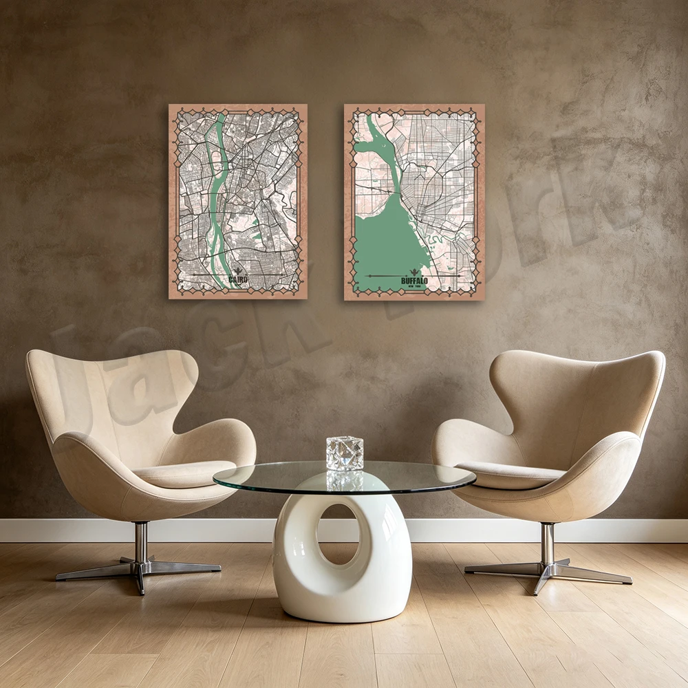Cairo, Buffalo, Canberra, Cheektowaga, Dusseldorf, Clifton Park, Clermont-Ferrand, Elmira, New York, Dorni Kubin city map poster