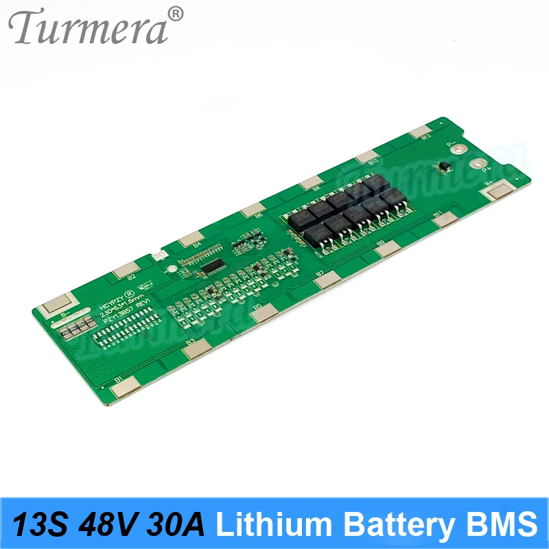 Turmera 13S 48V 30A BMS Плата защиты литиевой батареи Точечная сварка Прямое использование в аккумуляторе 48V 52V для электрического велосипеда или электронного скутера