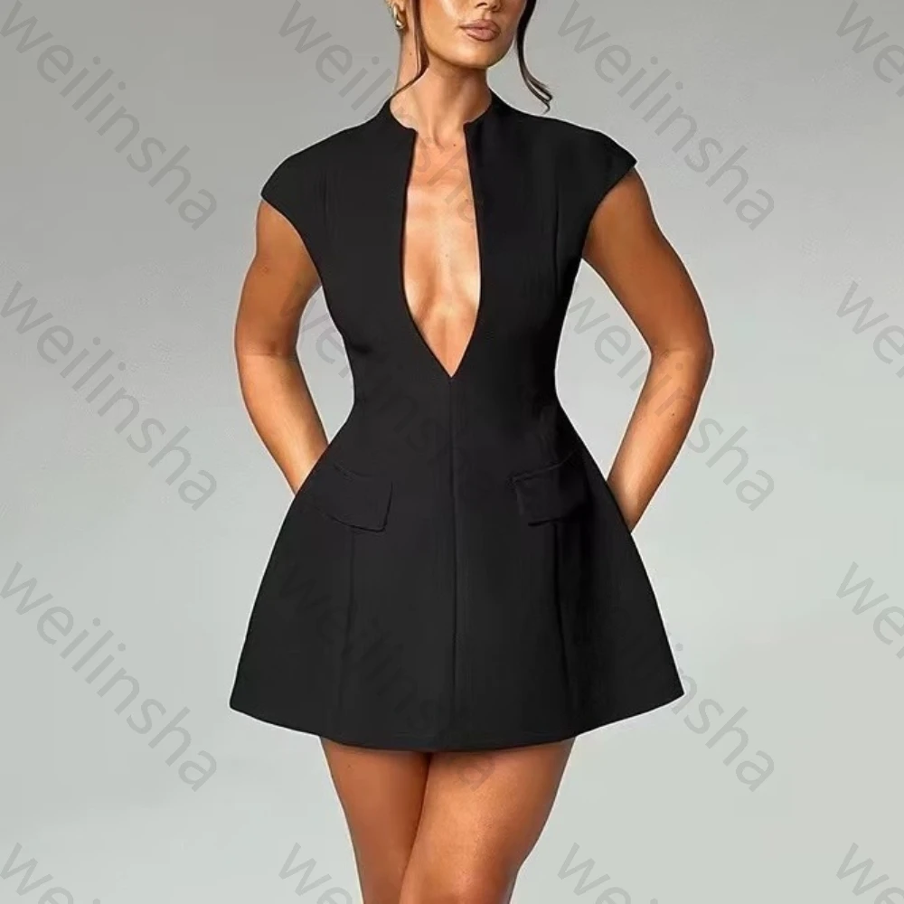 

Sexy Deep V-Neck Slim A-Line Cocktail Dresses Elegant Celebrity Dress Exquisite High Quality Prom Party Gowns Women Customized