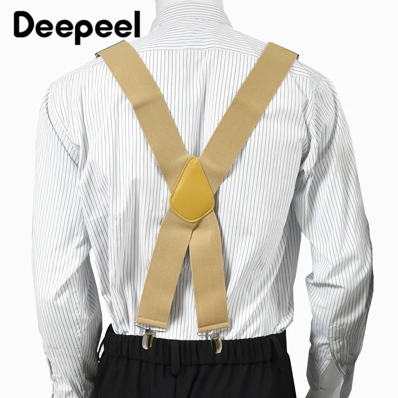 Men's Adjustable 5cm Wide Elastic Suspenders with Clips