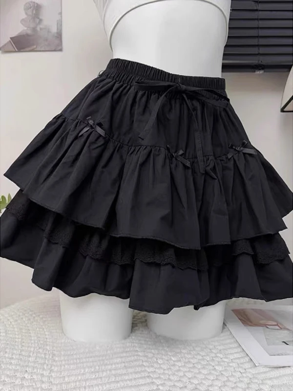 Summer New plus Size Women's Pure White Lace Short Skirt Ballet Style Cake Skirt High Waist Standard Fit Commute Korean Style
