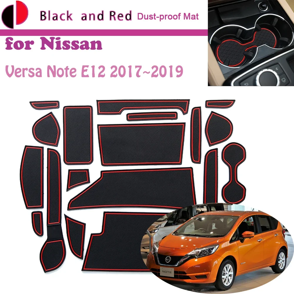 

Rubber Door Groove Mat for Nissan Versa Note Nismo E12 NE12 e-Power 2017~2019 Gate Storage Slot Coaster Dust-proof Car Sticker