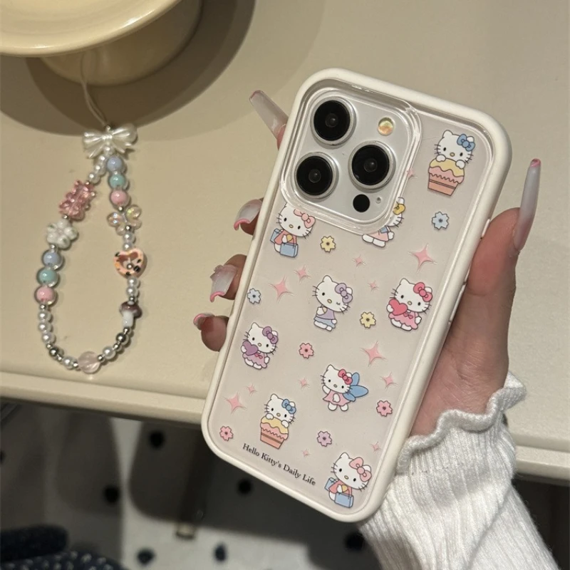 

Sanrio Hello Kitty Phone Case For iPhone 15 14 13 12 11 Pro Max Shockproof Hard IMD Y2K Cartoon Cover Two-in-One