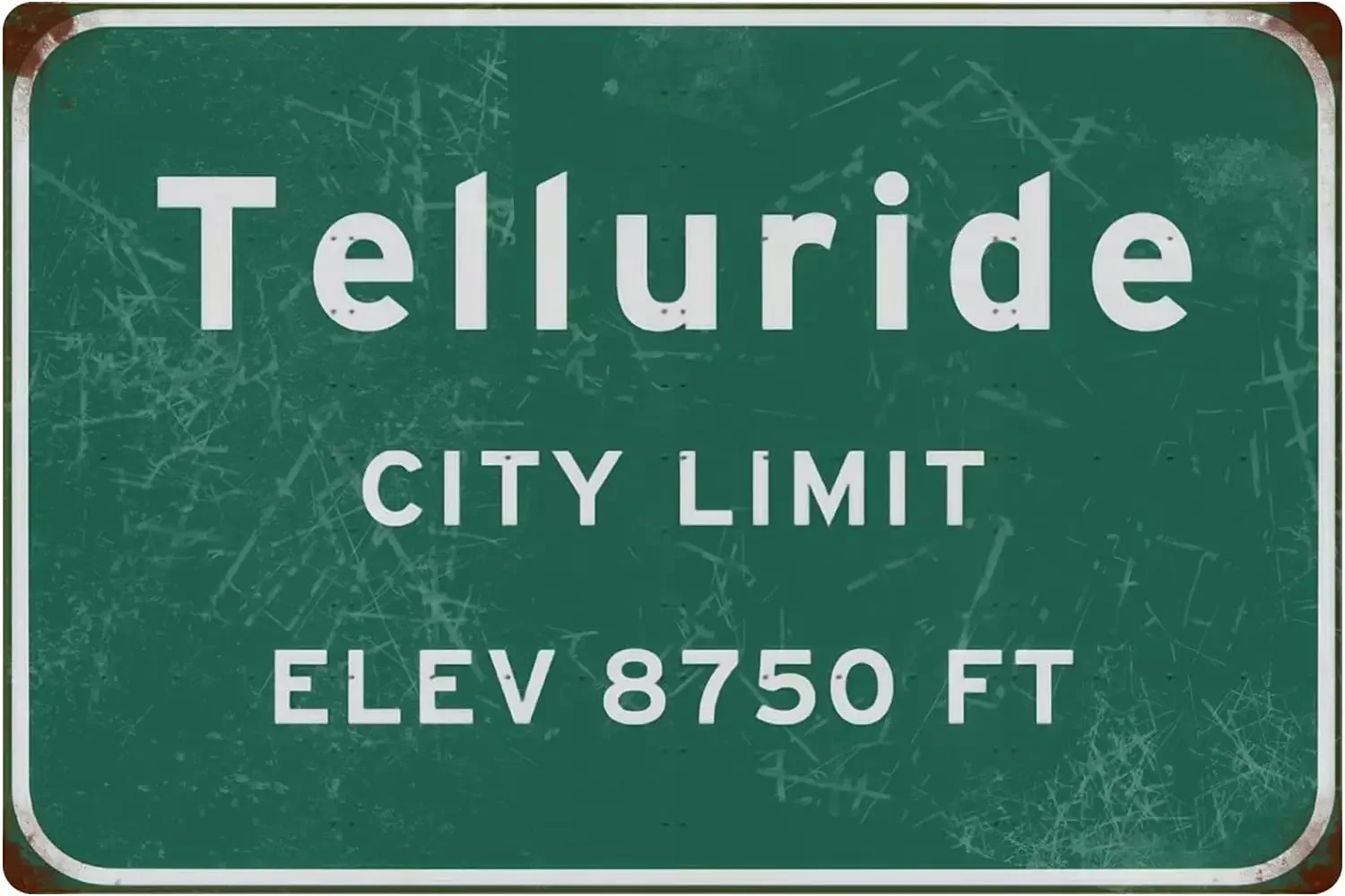 Vintage Tin Sign Telluride City Limit Elevation 8750 Feet Highway Direction Indication Street Airport Highway Bar Wall Decor