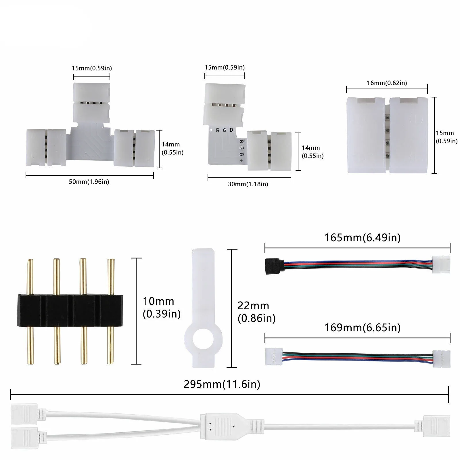 75Pcs/Set 10mm 4-Pin Connector Terminal Splice RGB LED Strip Light Bar Adapter Accessories Kit For 5050 Jumper Wire Connector