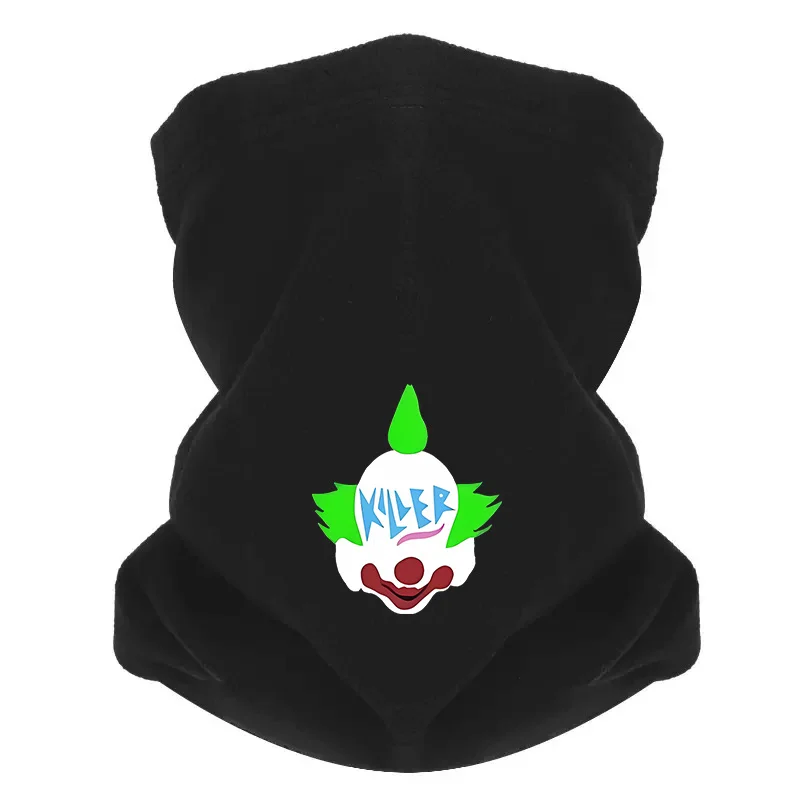 Clown face,green hair,killer letters Men Windproof Scarf Mask Neck Gaiter Hat Women cap Headgear Outdoor Keep Warm Winter Multif