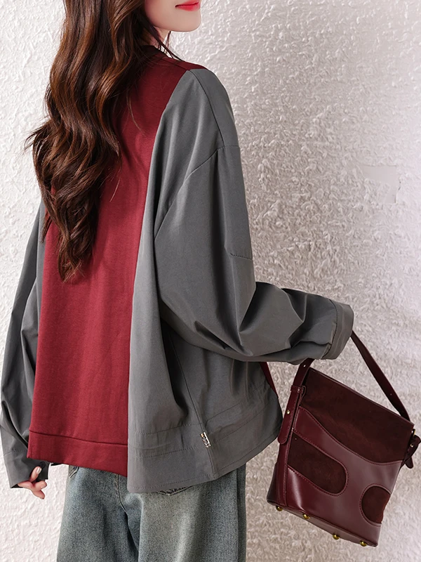 Suda Hoada con Bloques de Color a la Moda, Estilo Otoño 2025, Nueva, Simple, E, Versátil y Estilizadora de Meime...