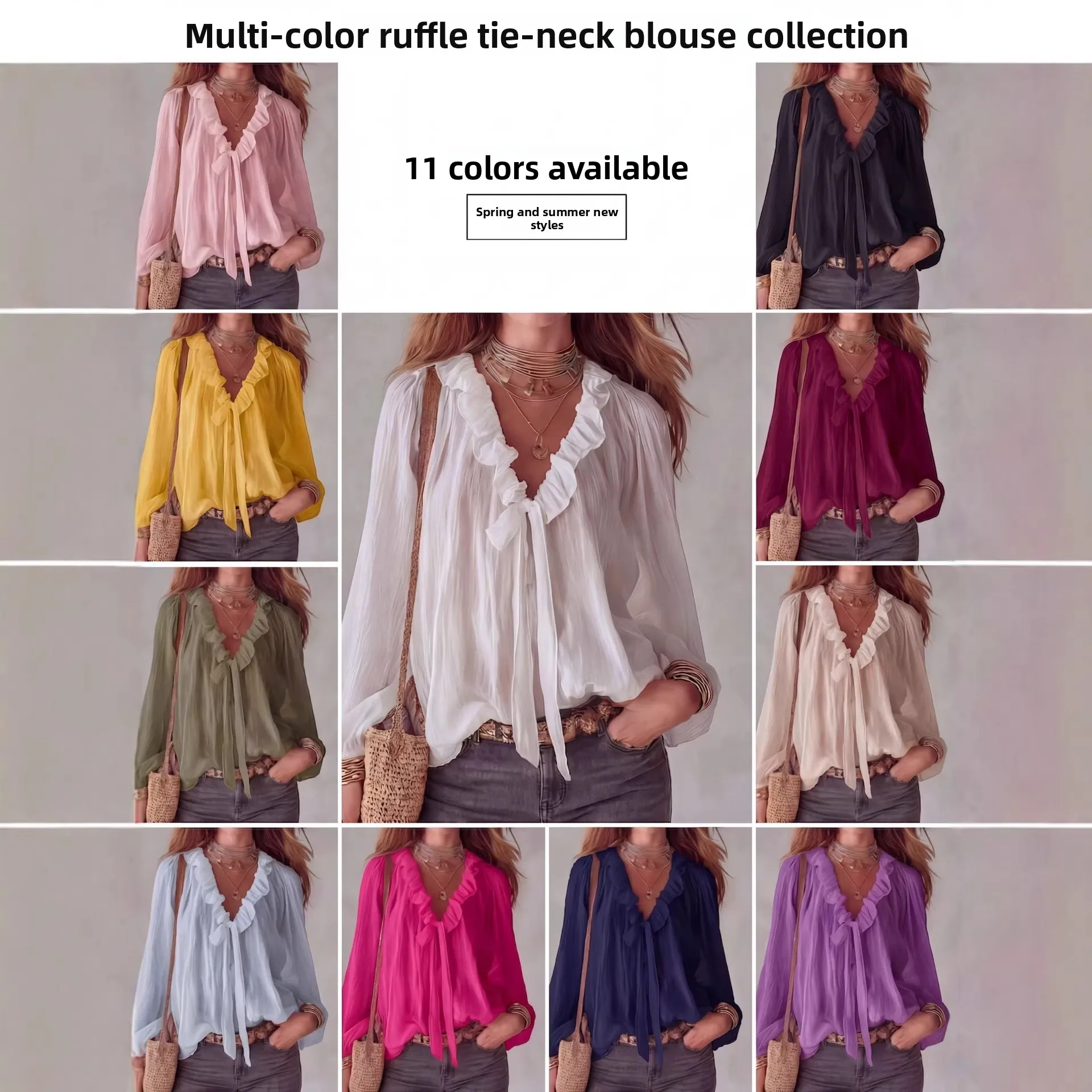 

Spring and summer 2026 new women's fashion V-neck loose shirt top