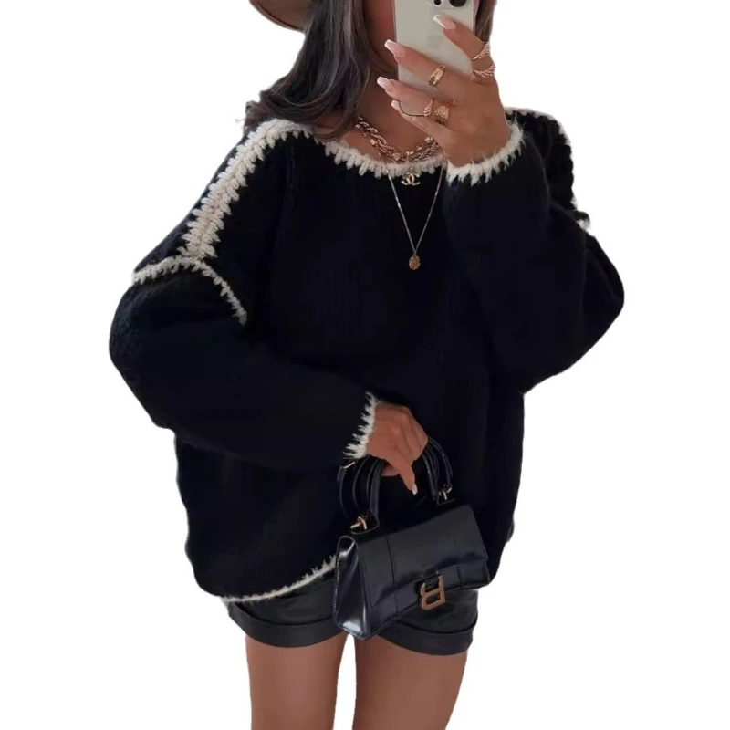 Nouveau 2025 automne/hiver pull à manches longues tricots de style décontracté transfrontalier vente chaude vêtements pour femmes européennes et américaines